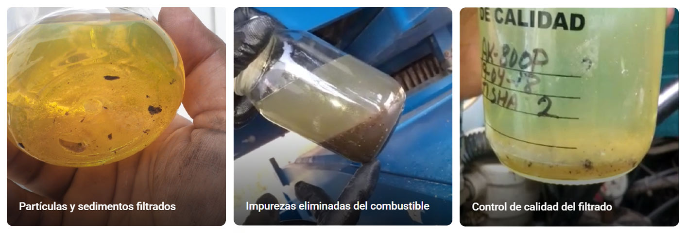 Filtro de combustible diésel obstruido con sedimentos