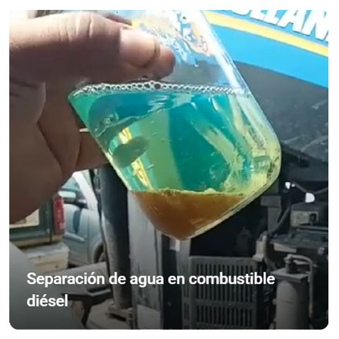 Agua contaminando combustible diésel en un tanque