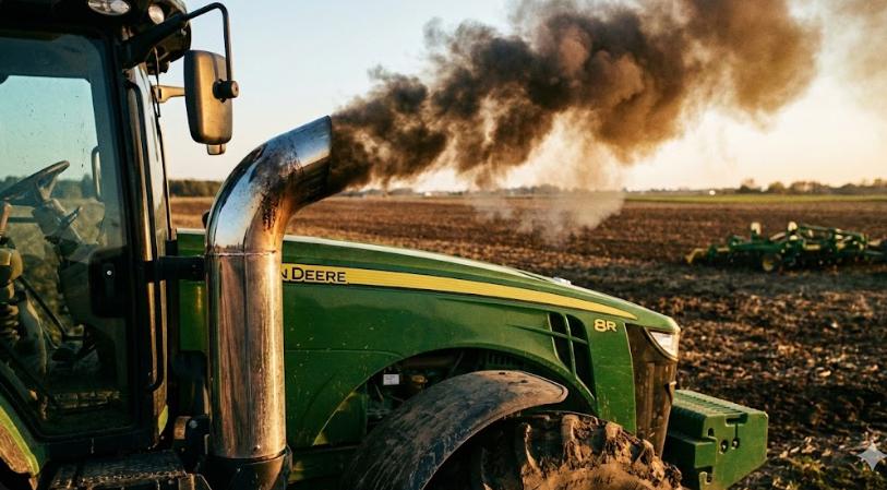Humo negro saliendo del escape de un motor diésel